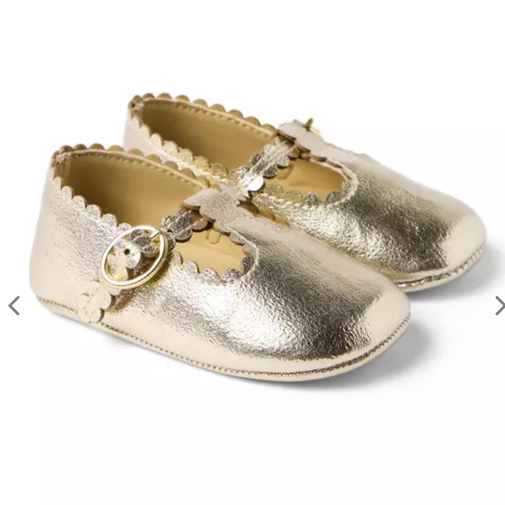 Janie and Jack Baby Gold Metallic Ballet Flat (0-3 M)